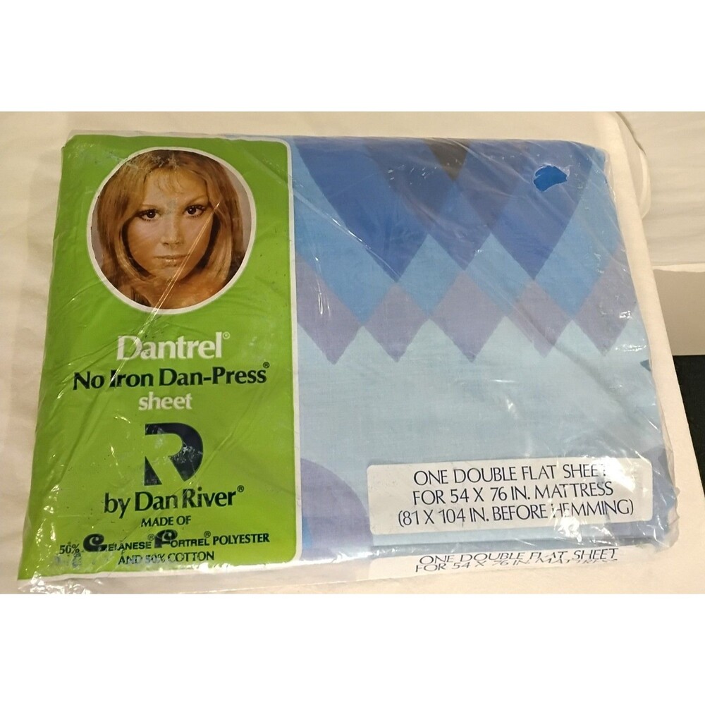 Vintage Dan River Double Full Flat Sheet Dantral Floral no-iron Cotton